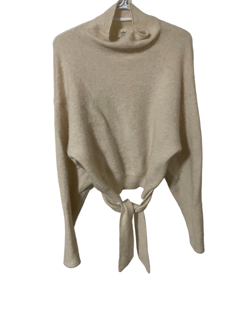 Wilfred Cream Tie-Front Funnel Neck Pullover Size Medium